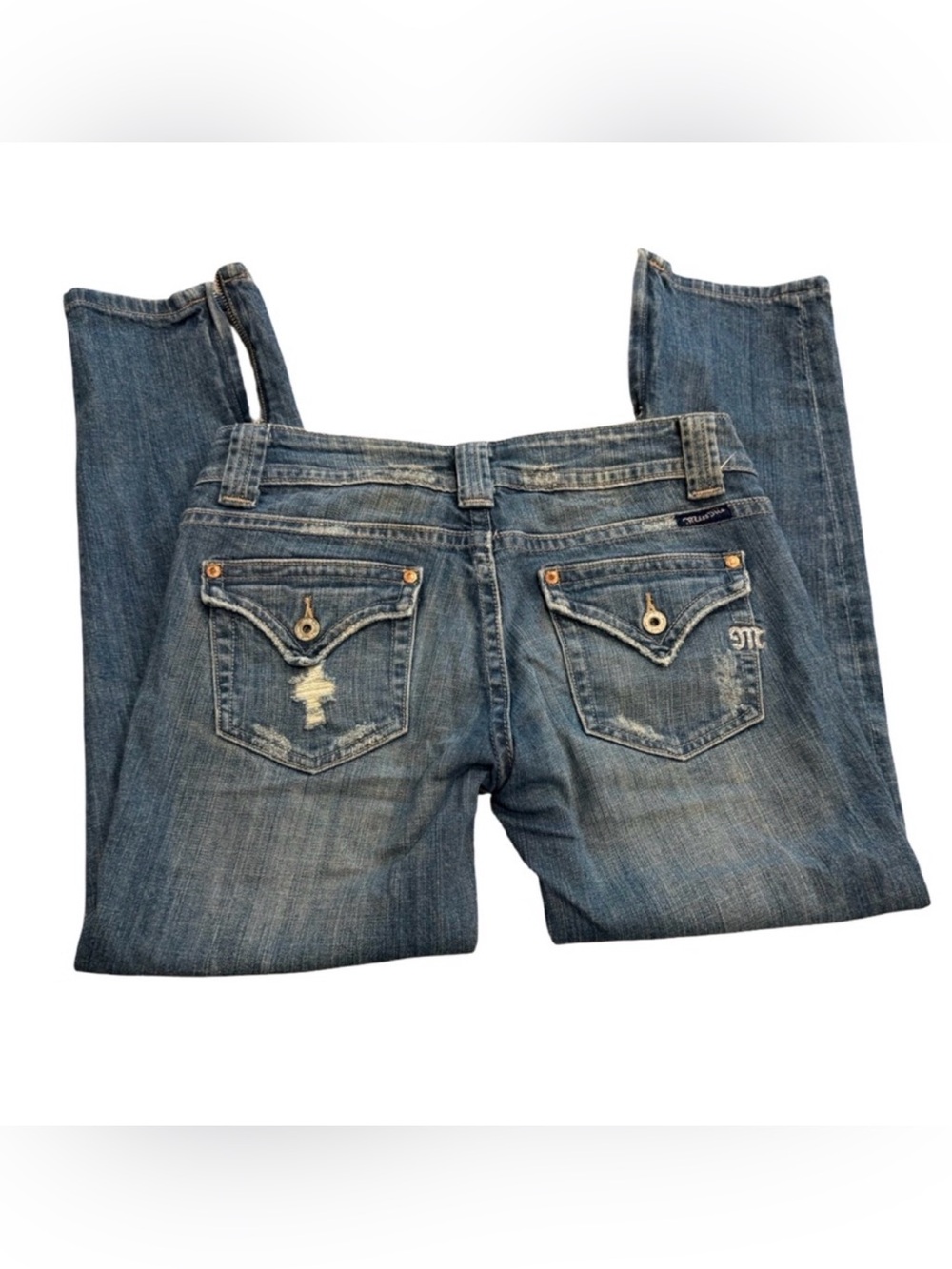 Miss Me Y2K Jeans 29 distressed blue Wash Ankle Zip Flap Pocket